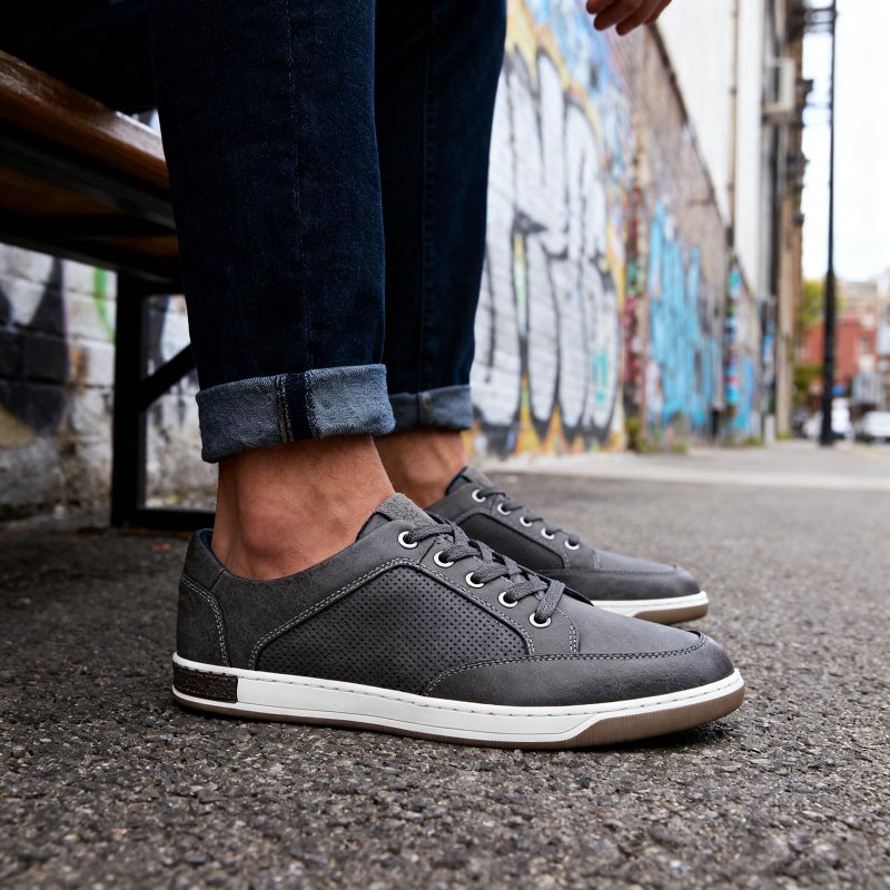 Jousen Men's Sneakers Classic Retro Casual Shoes for Men Breathable Business Dress Sneaker (A81Q07 Grey 12) - Image 5